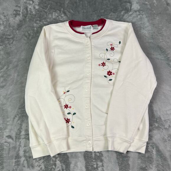 VTG Shenanigans embroidered floral cottagecore button up sweatshirt womens L - Picture 1 of 9